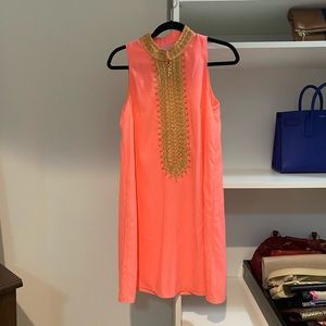 Lily Pulitzer Orange Gold Coral Shift Dress Sleeveless